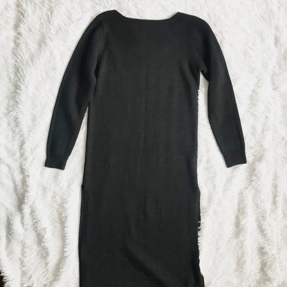 Black Long Sleeve Long Sweater Knit Dress - Picture 1 of 4